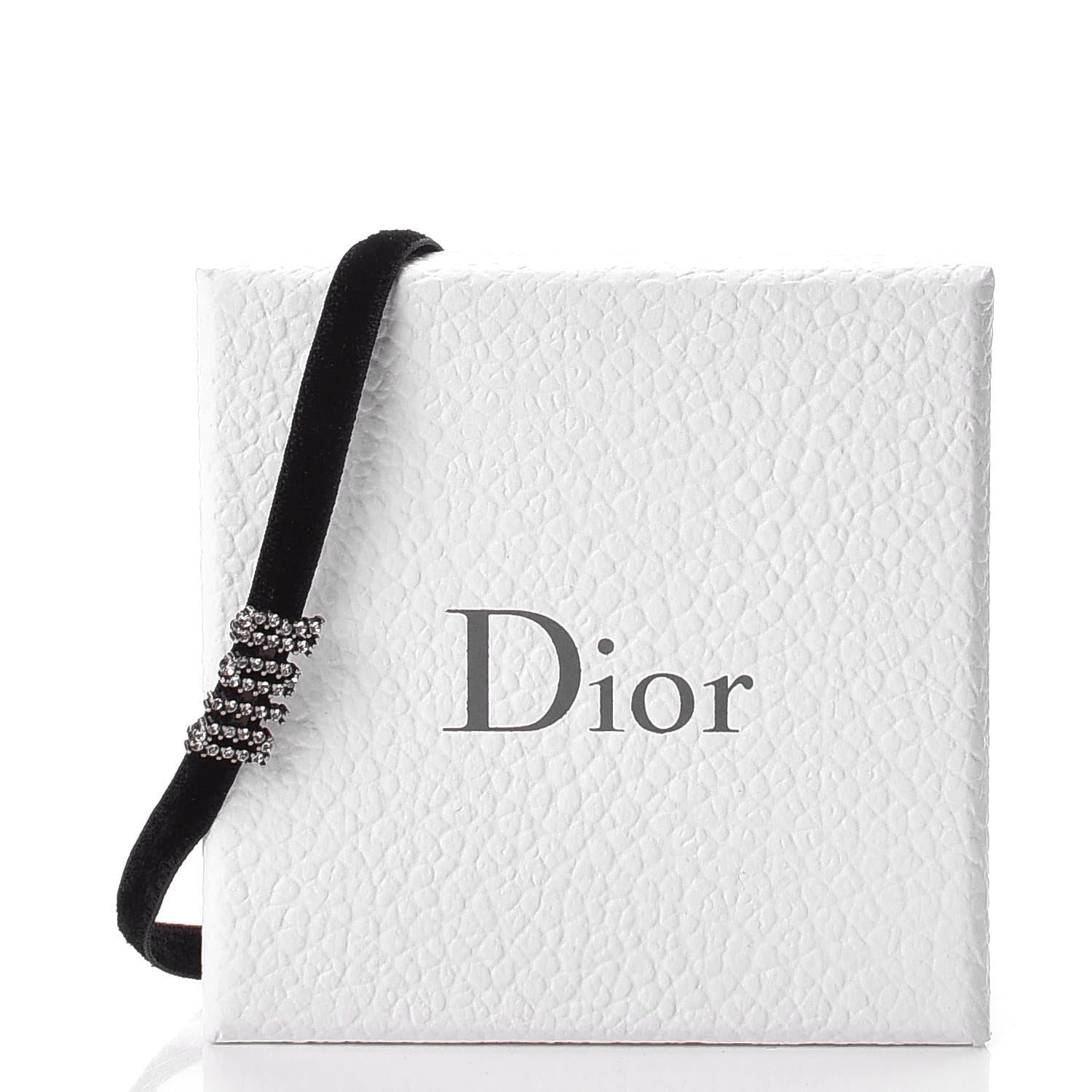 Christian Dior Velvet Crystal Dior Logo Choker Necklace Black White 6 of 6