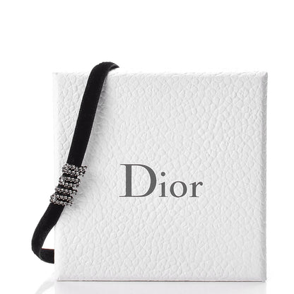 Christian Dior Velvet Crystal Dior Logo Choker Necklace Black White 6 of 6