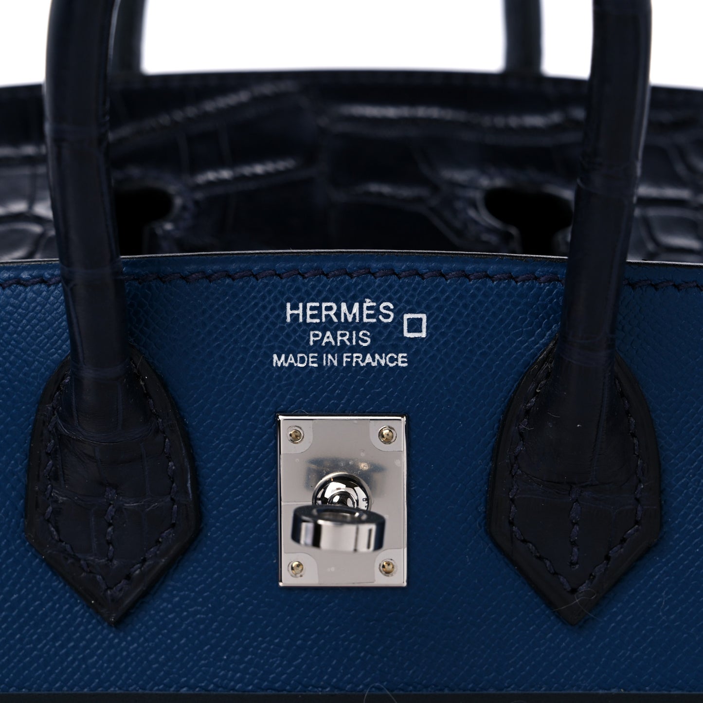 Madame Calfskin Matte Alligator Epsom Faubourg By Night Birkin Sellier 20 Deep Bleu Bleu Marine Craie