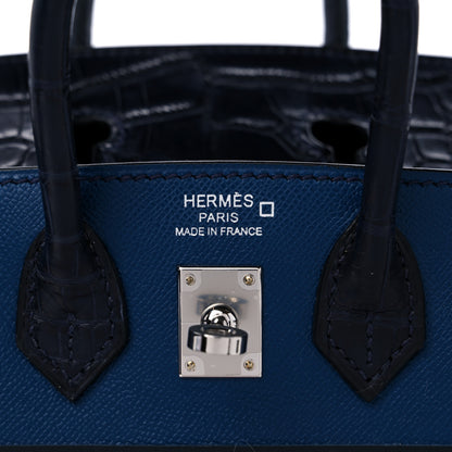 Hermes Madame Calfskin Matte Alligator Epsom Faubourg By Night Birkin Sellier 20 Deep Bleu Bleu Marine Craie 6 of 9