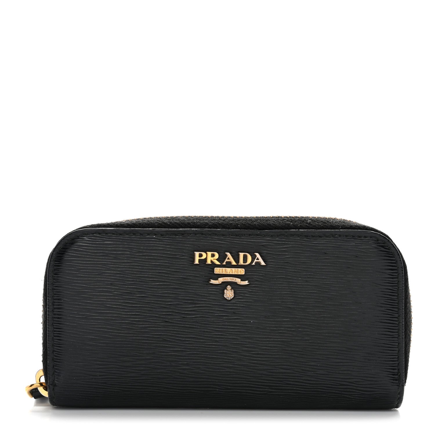 Prada Vitello Move Zip Around 6 Key Holder Black 1 of 10