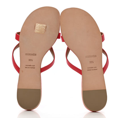 Hermes Epsom Corfou Sandals 36.5 Rouge 4 of 6