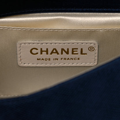 Chanel Satin Mesh Camellia Flap Navy Blue 5 of 12