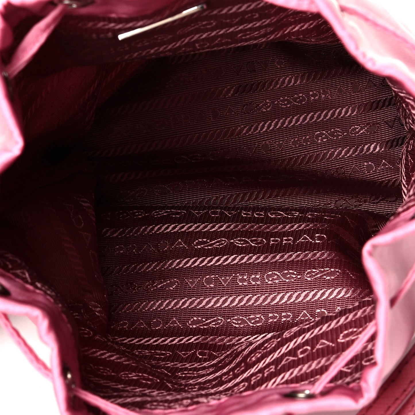 Saffiano Tessuto Nylon Vela Bucket Wristlet Begonia
