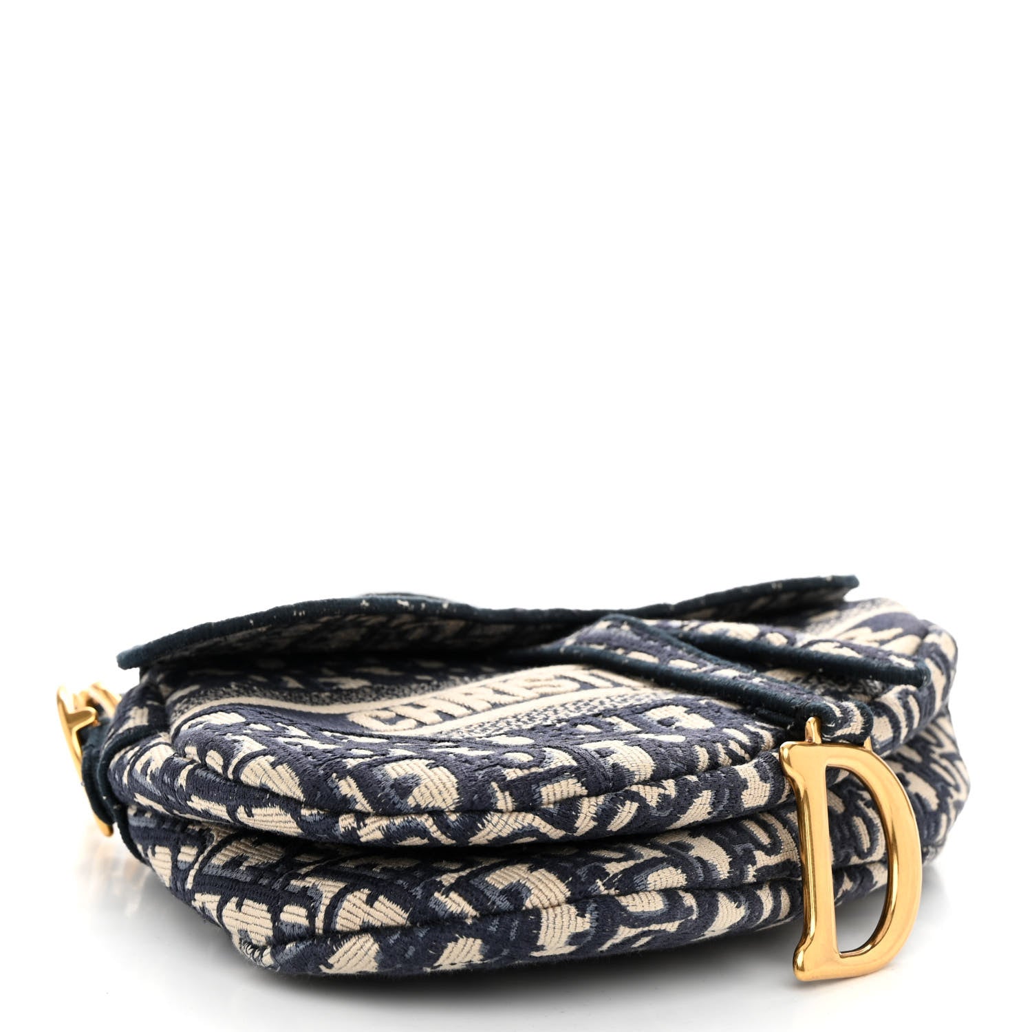Christian Dior Oblique Embroidered Saddle Bag Blue 4 of 10