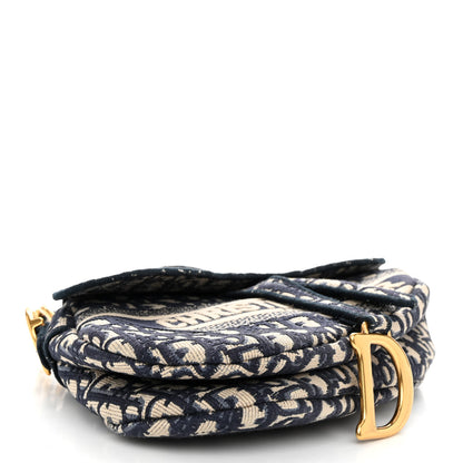 Christian Dior Oblique Embroidered Saddle Bag Blue 4 of 10