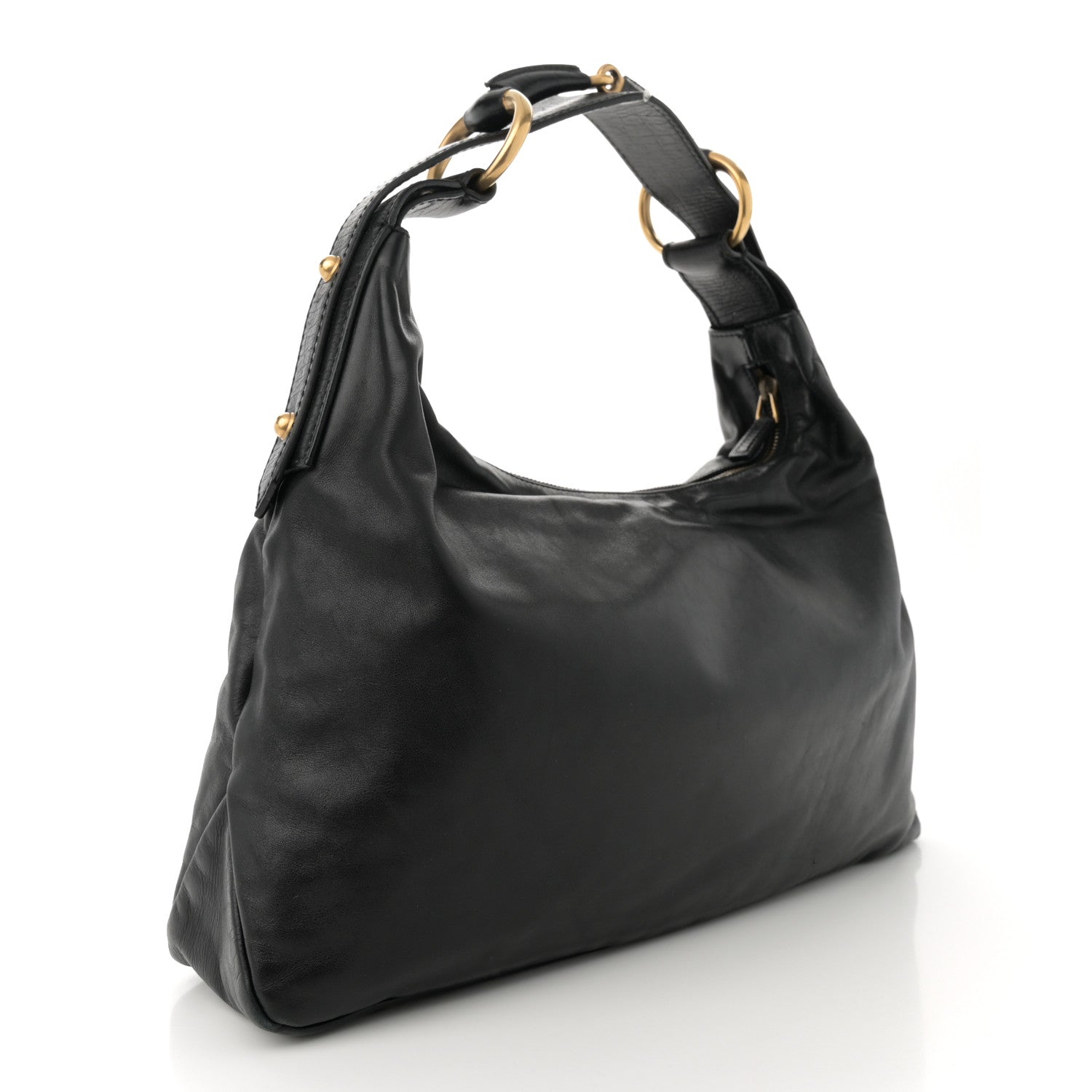Gucci Calfskin Medium Horsebit Chain Hobo Black 3 of 13