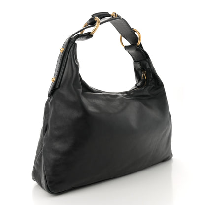 Gucci Calfskin Medium Horsebit Chain Hobo Black 3 of 13
