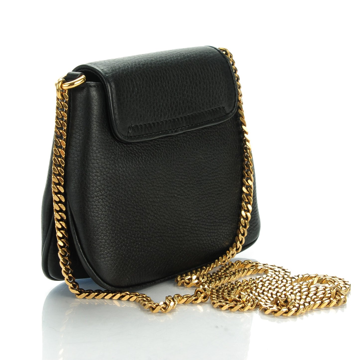 Pebbled Calfskin Small 1973 Chain Shoulder Bag Black
