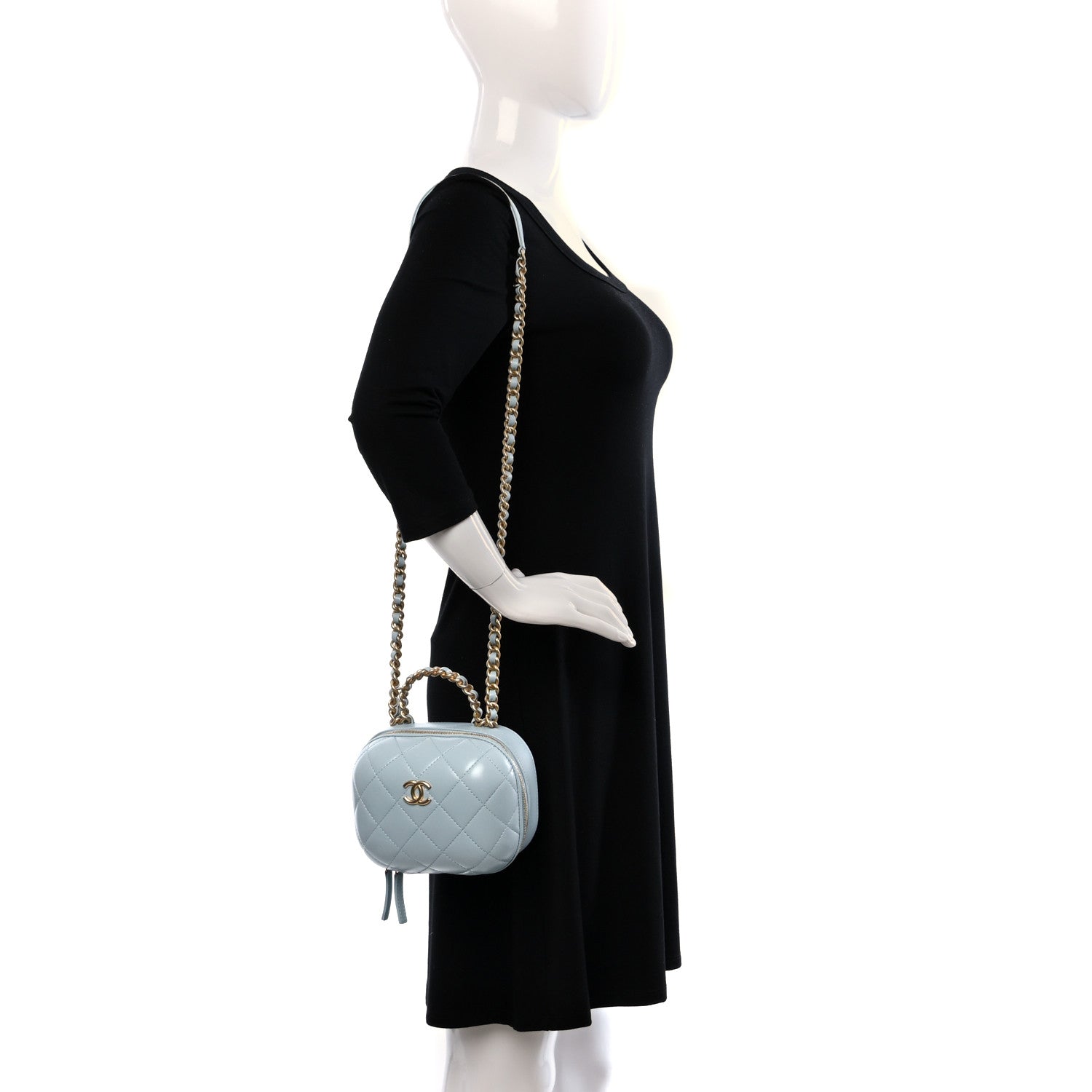 Chanel Lambskin Quilted Small CC Bubble Vanity Case Light Blue 3 of 9