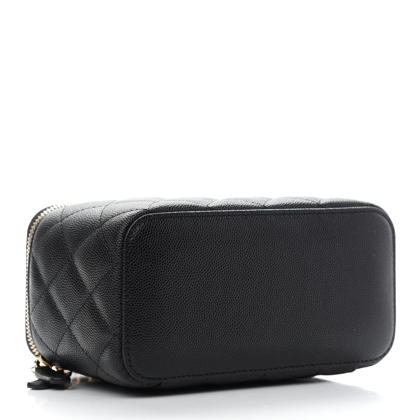 Caviar Quilted Small Vanity Case With Chain Black