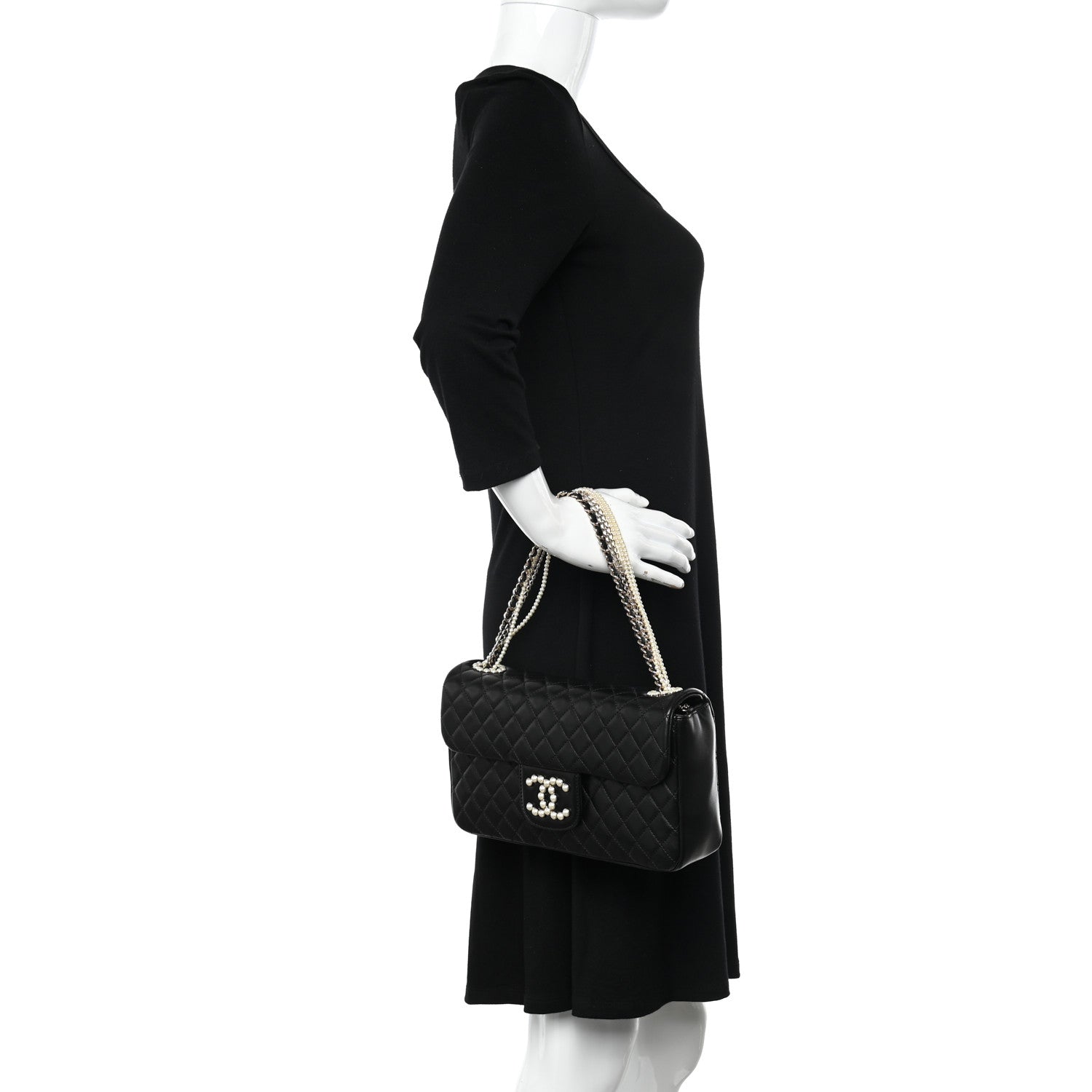 Chanel Lambskin Quilted Medium Westminster Pearl Flap Black 2 of 11