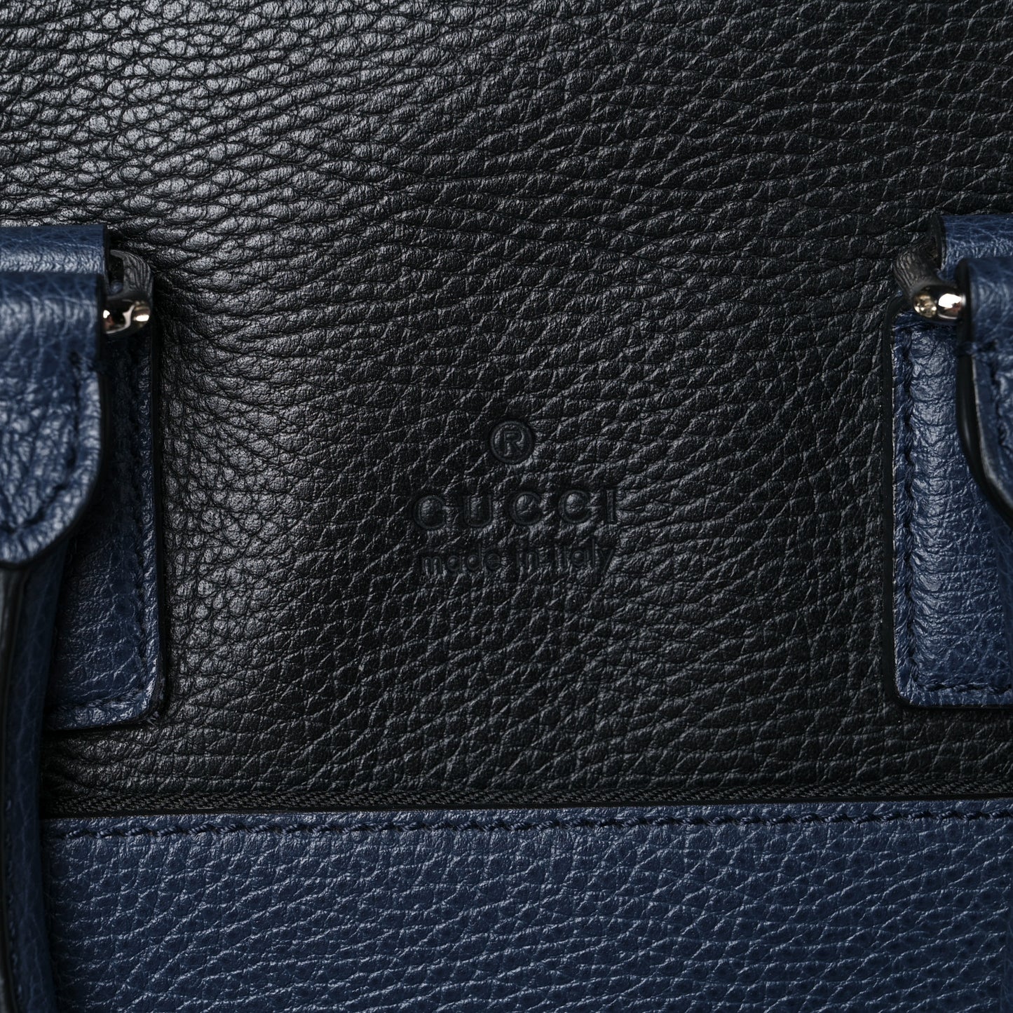 Pebbled Calfskin Large Cosmopolis Briefcase Black Navy