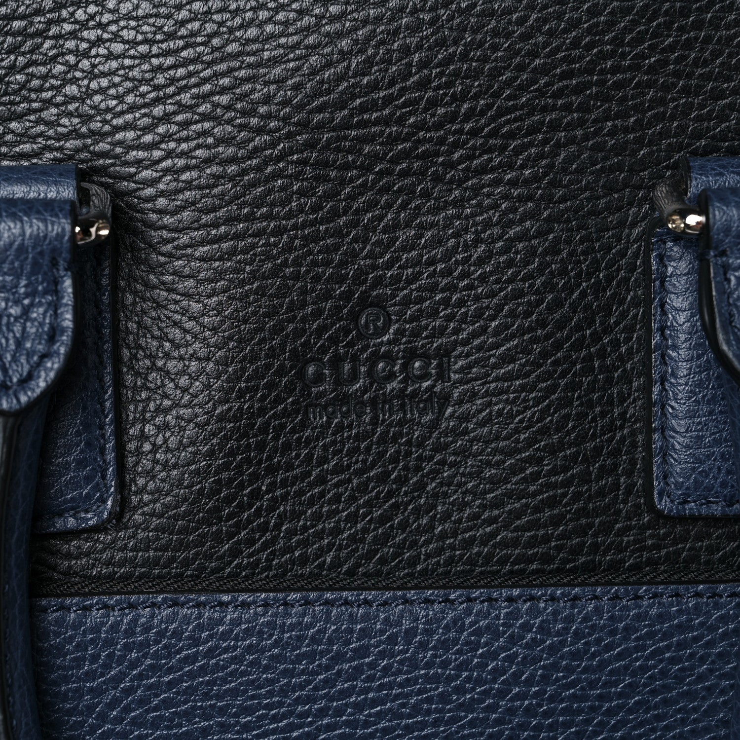 Gucci Pebbled Calfskin Large Cosmopolis Briefcase Black Navy 10 of 10