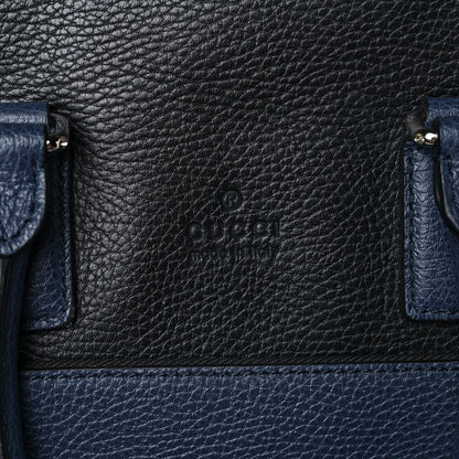 Gucci Pebbled Calfskin Large Cosmopolis Briefcase Black Navy 10 of 10
