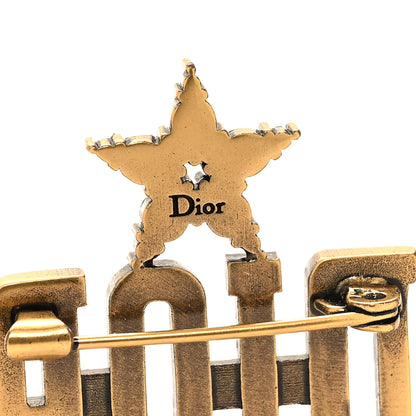Christian Dior Metal Crystal Dio(r)evolution Logo Brooch Antique Gold 3 of 3