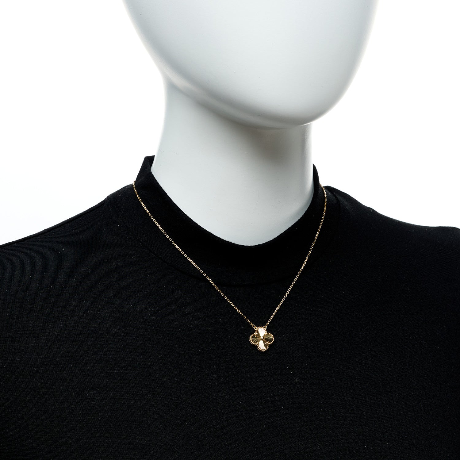 Van Cleef & Arpels 18K Yellow Gold Guilloche Vintage Alhambra Pendant Necklace 2 of 6