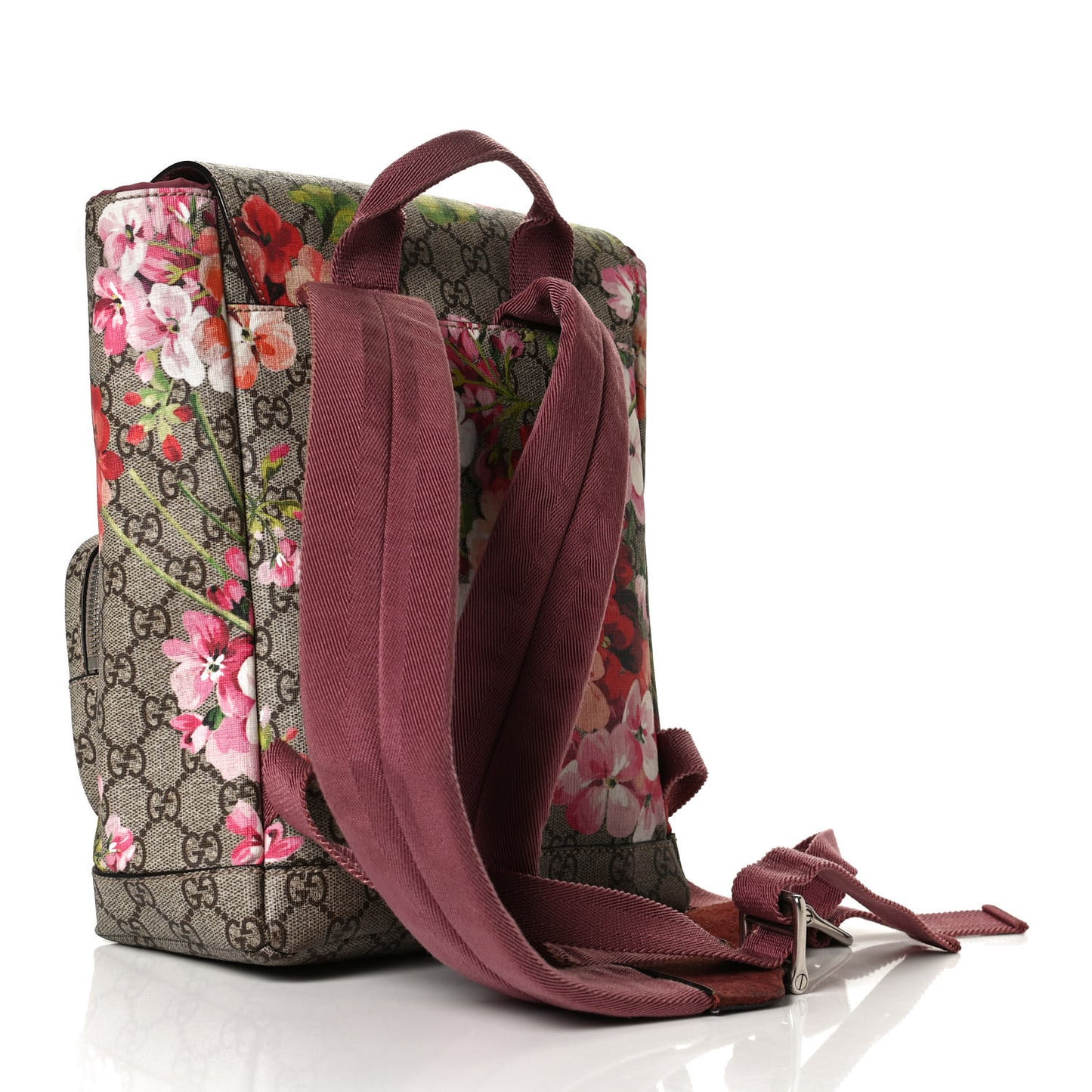 GG Supreme Monogram Blooms Small Single Buckle Backpack Beige Multicolor Dry Rose