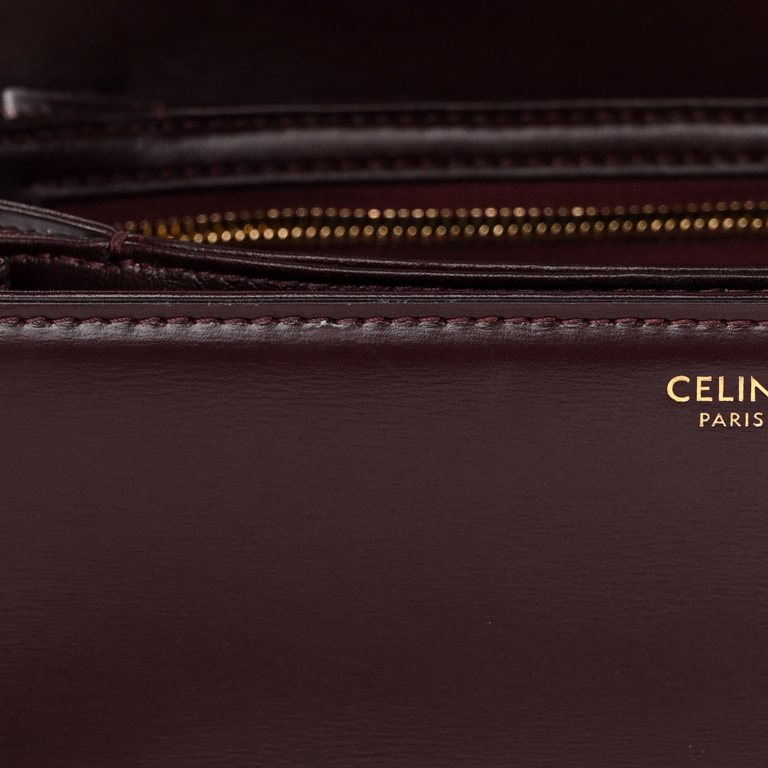 Celine Shiny Calfskin Medium Triomphe Burgundy 13 of 14