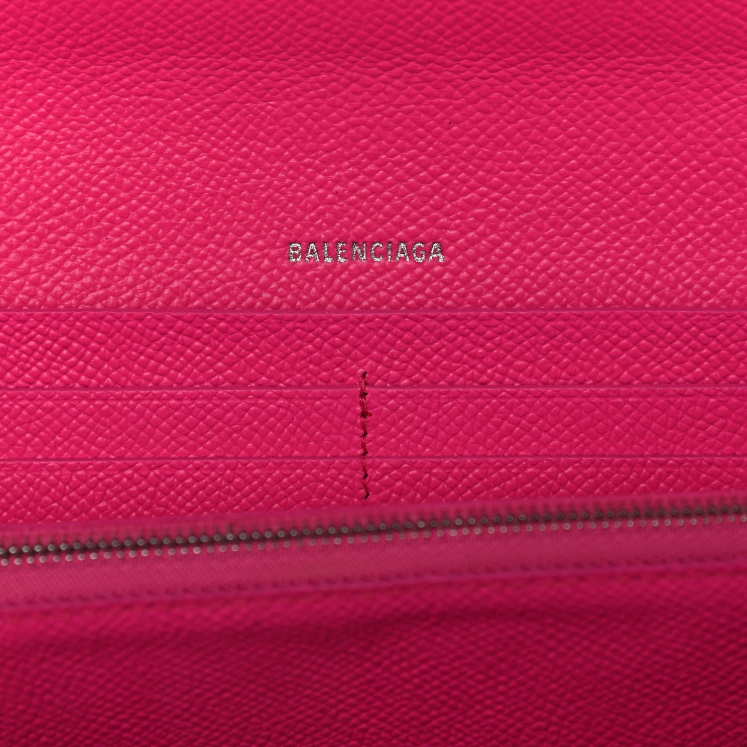 Balenciaga Pebbled Calfskin Everyday Continental Wallet on Chain Acid Pink 6 of 15