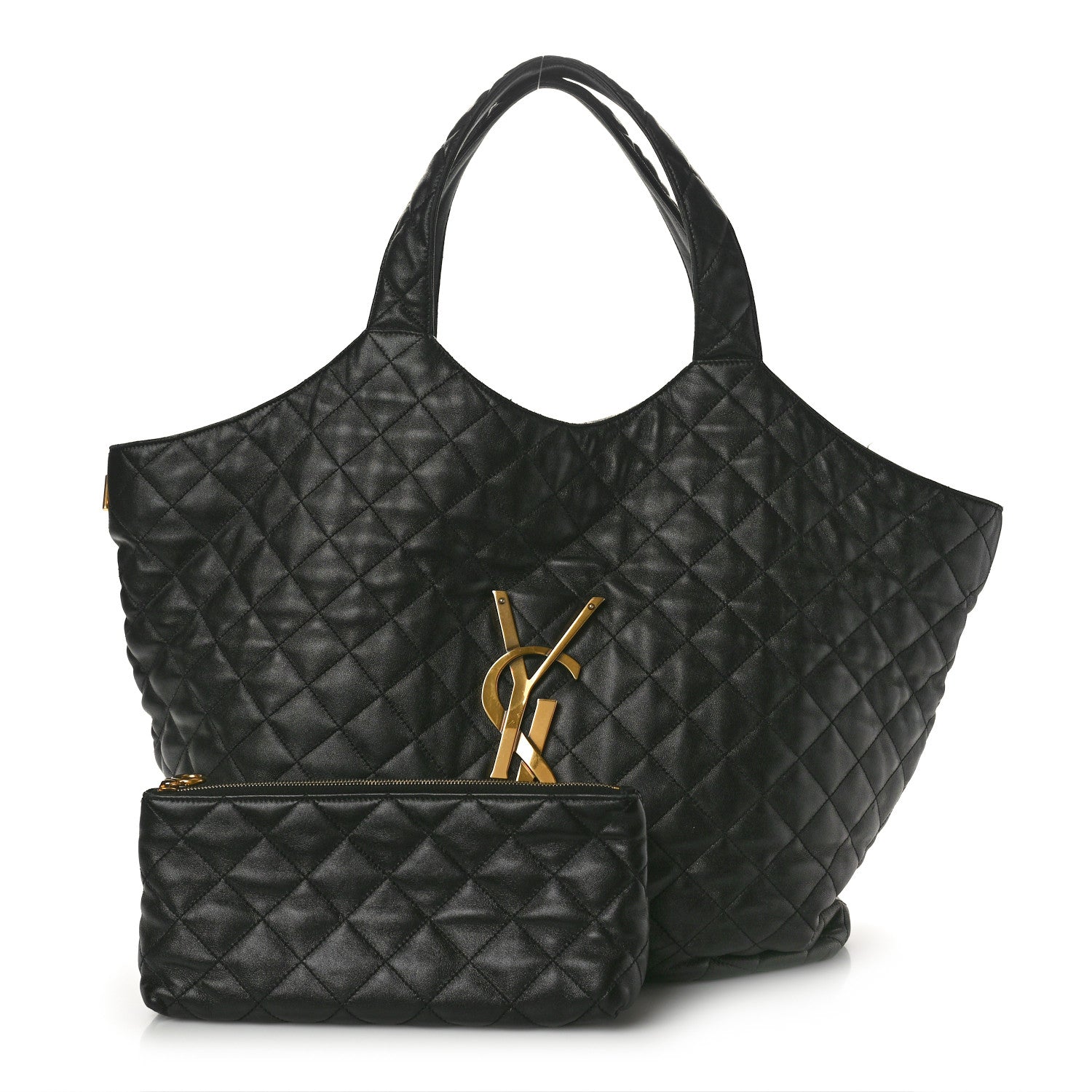 Saint Laurent Lambskin Quilted Maxi Icare Shopping Tote Black 3 of 12