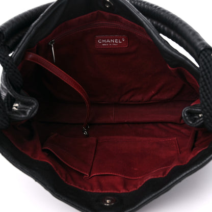 Chanel Calfskin Quilted Expandable Zip Shoulder Bag Black 5 of 12