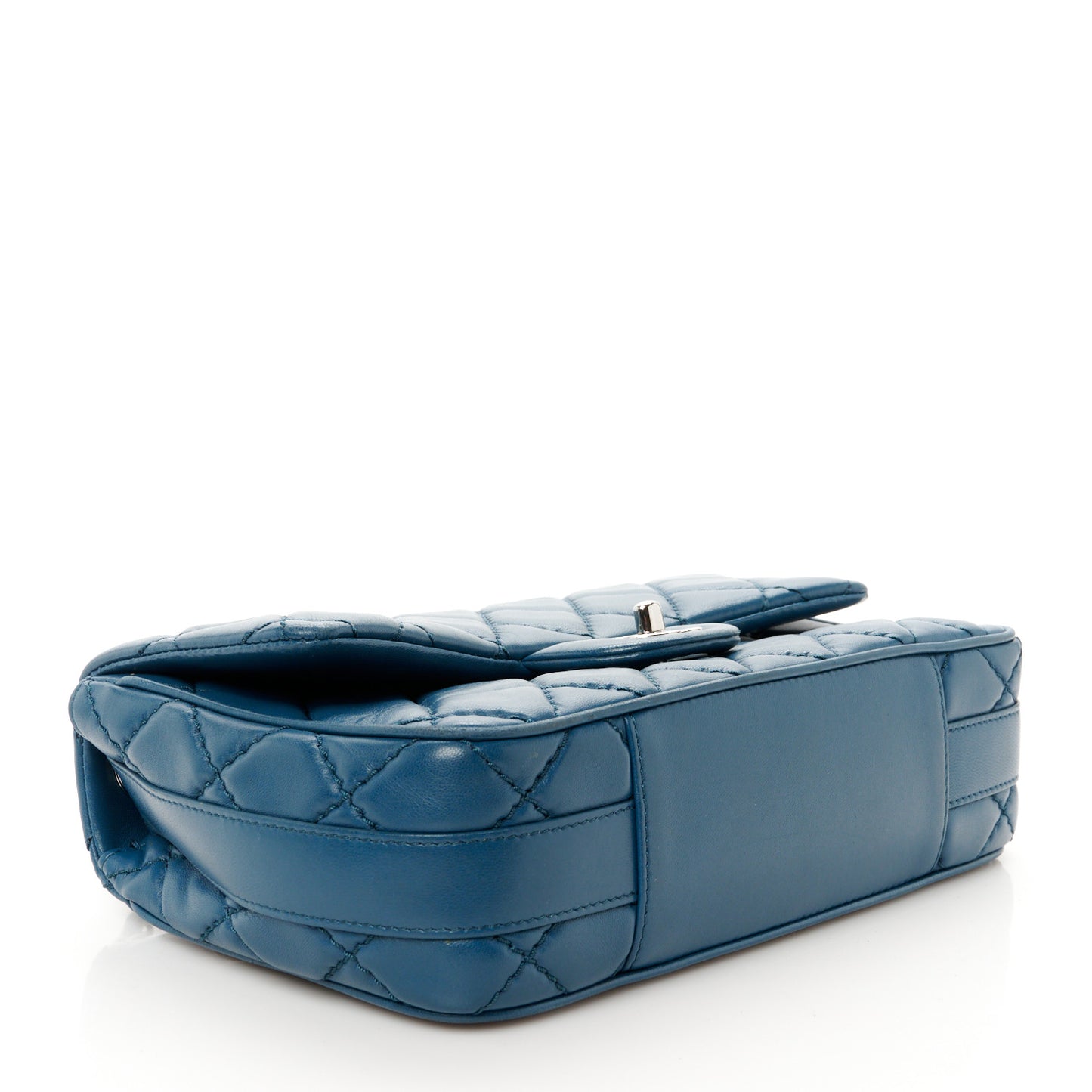 Lambskin Quilted Medium Easy Carry Flap Blue