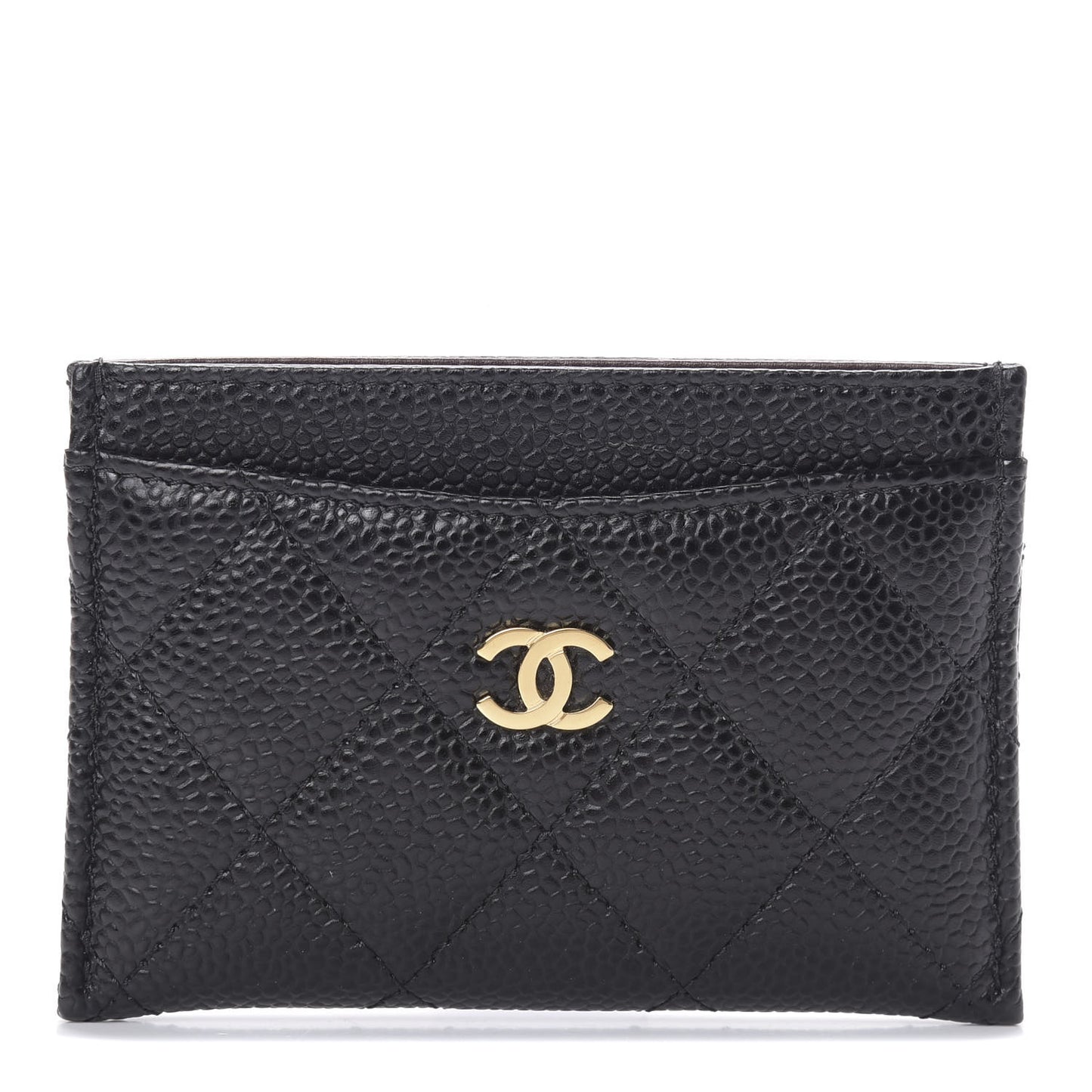 Caviar Quilted Card Holder Black
