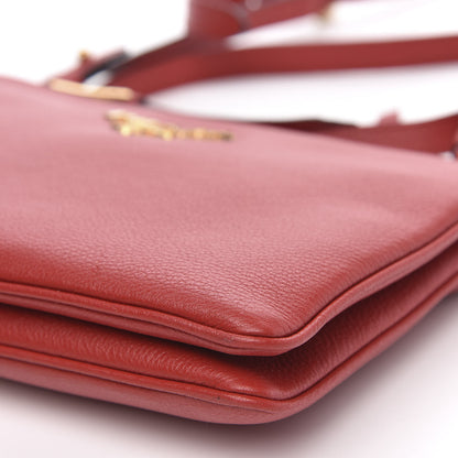 Prada Vitello Phenix Double Zip Crossbody Bag Scarlatto 9 of 10