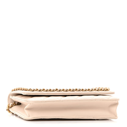 Chanel Lambskin Quilted Chain Around Wallet On Chain WOC Beige 4 of 13