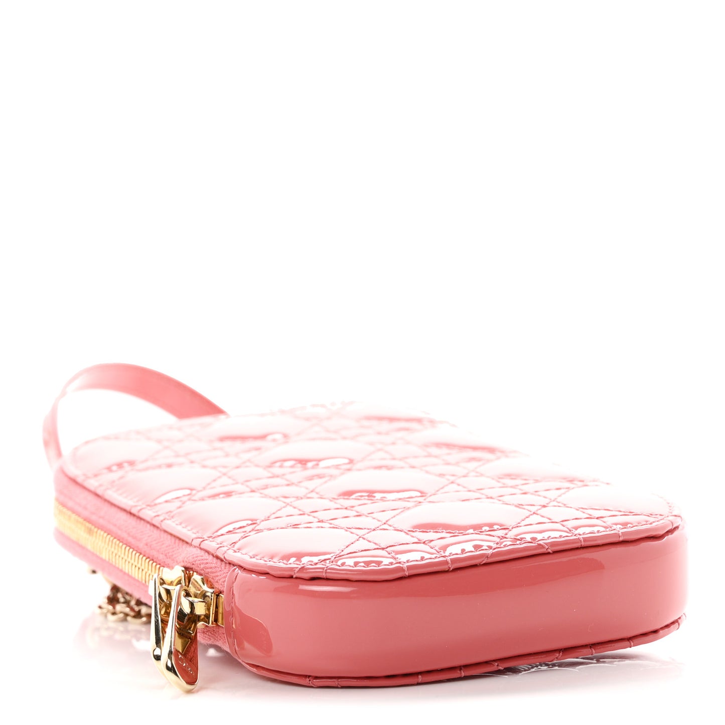 Patent Cannage Lady Dior Phone Holder Pink