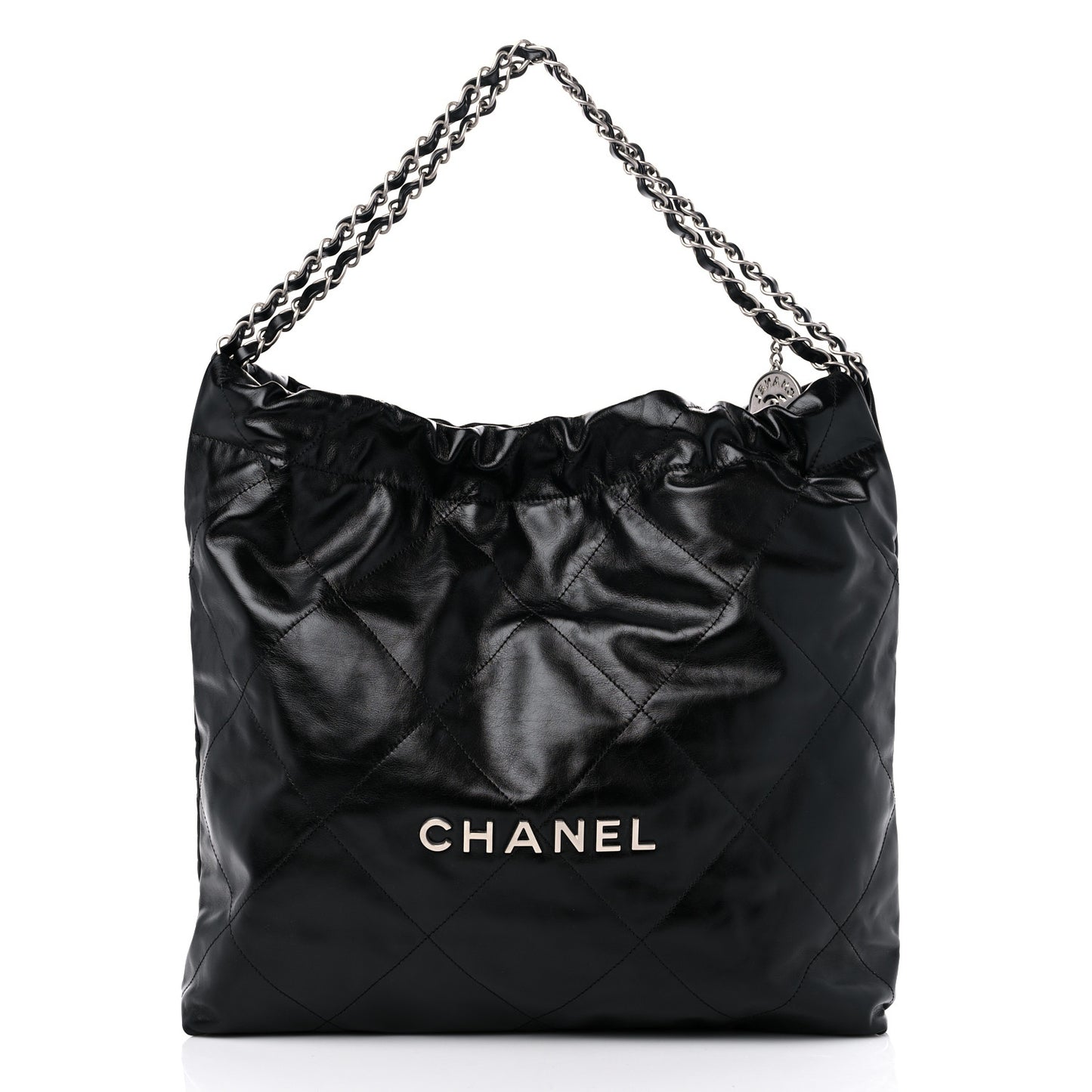 Shiny Calfskin Quilted Chanel 22 Black
