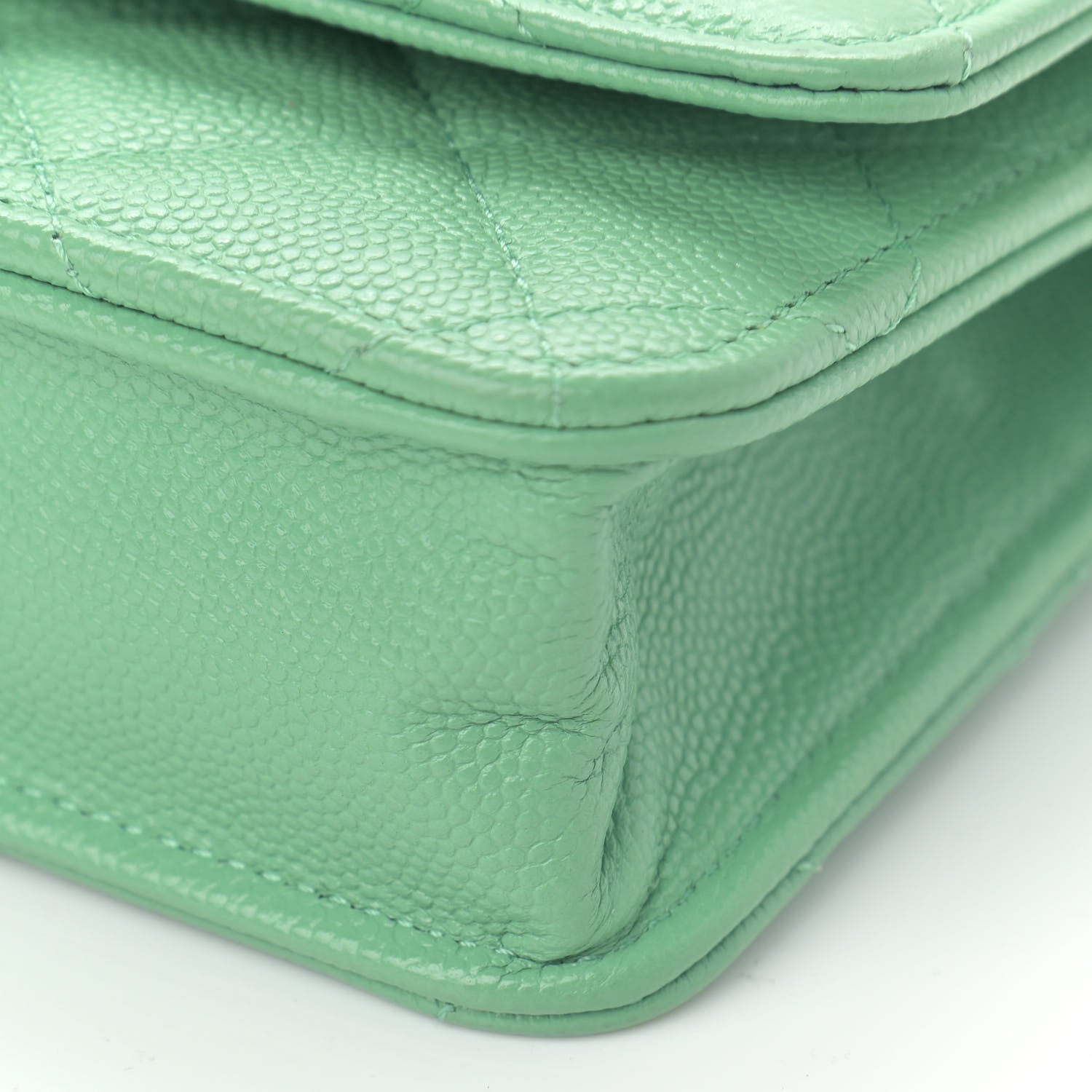 Chanel Caviar Quilted Wallet On Chain WOC Light Green 4 of 13