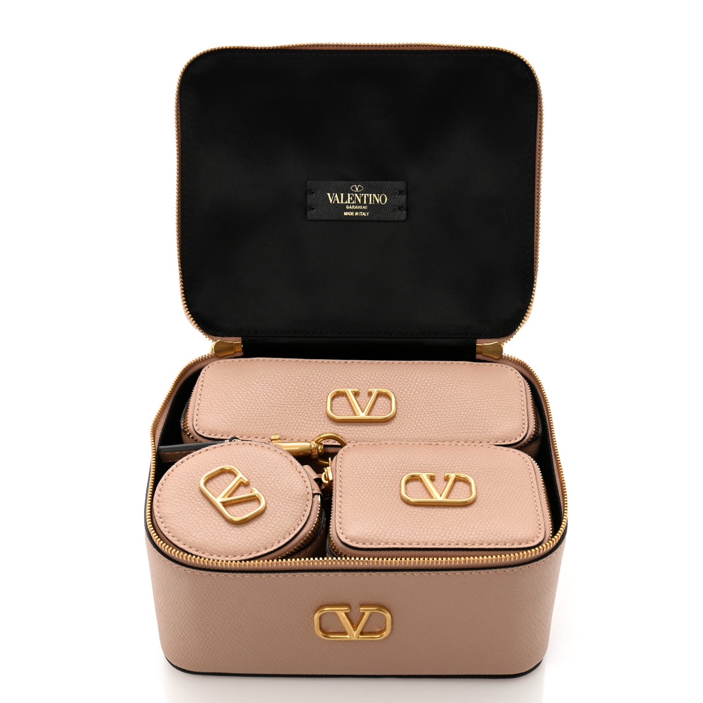 Grained Calfskin VLogo Signature Wash Bag Rose Cannelle