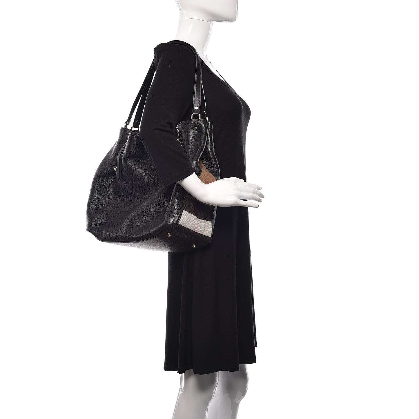 Grainy Calfskin House Check Medium Maidstone Black
