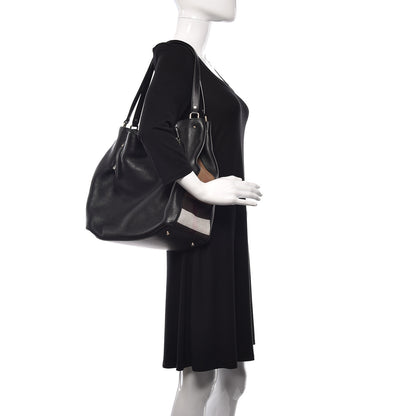 Burberry Grainy Calfskin House Check Medium Maidstone Black 2 of 14
