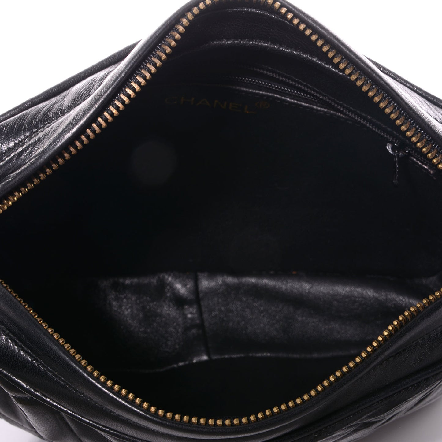 Lambskin Quilted Tassel Camera Case Black