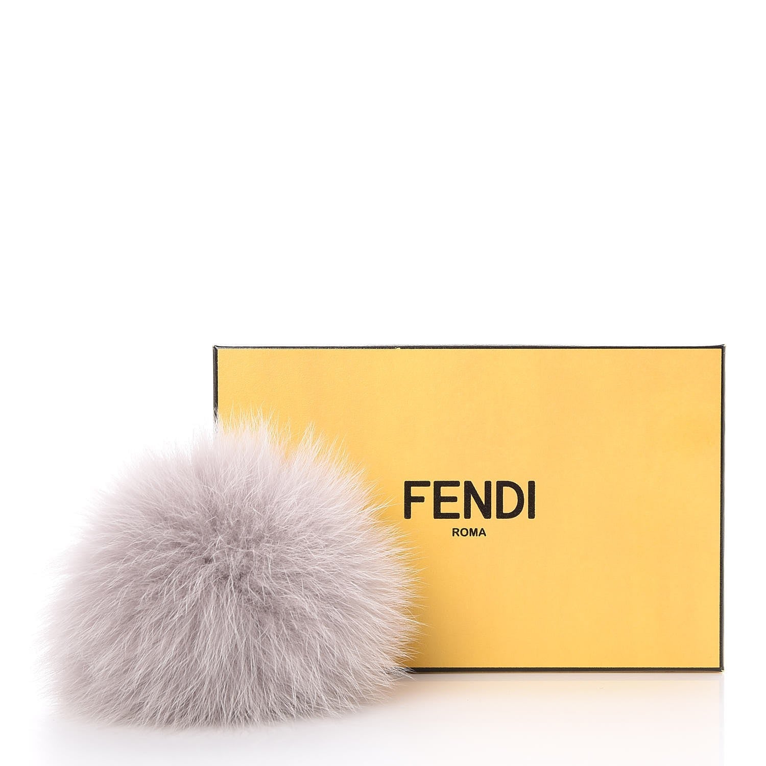 Fendi Fox Fur Vitello Elite Pom Pom Bag Charm Grigio Perla 4 of 4