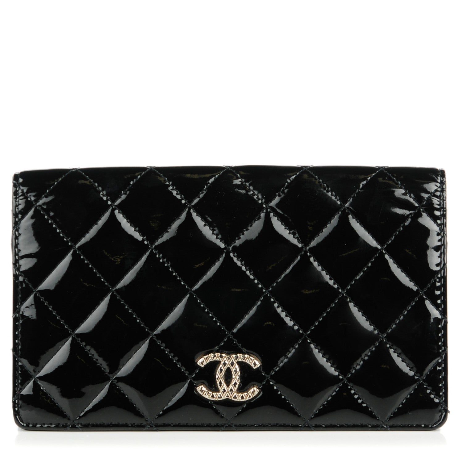 Chanel Patent Quilted Brilliant Yen Wallet Black 1 of 8