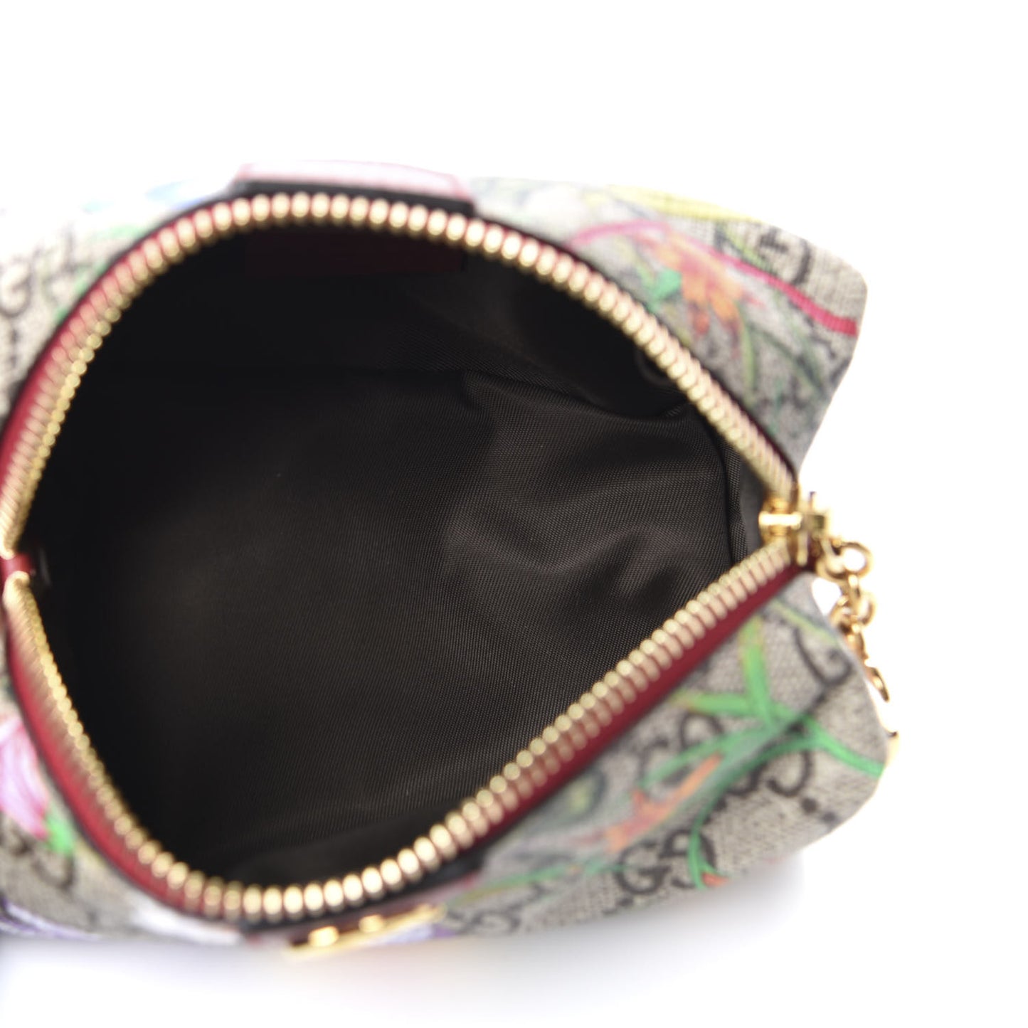 Soft GG Supreme Monogram Flora Calfskin Small Ophidia Cosmetic Case Beige Ebony Multicolor Rosso