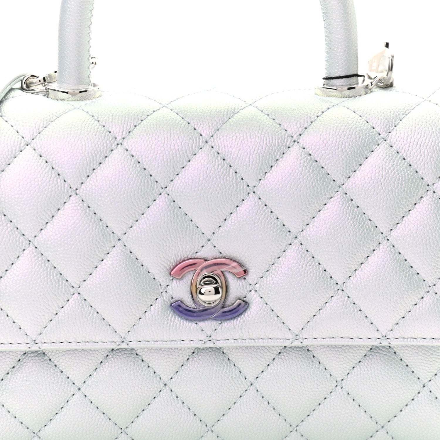 Chanel Iridescent Caviar Quilted Mini Coco Handle Flap Light Blue 8 of 11