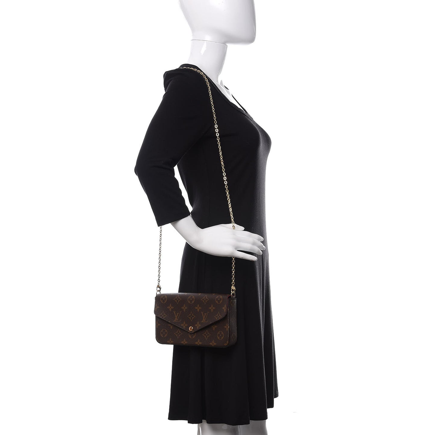 Monogram Pochette Felicie Chain Wallet Fuchsia