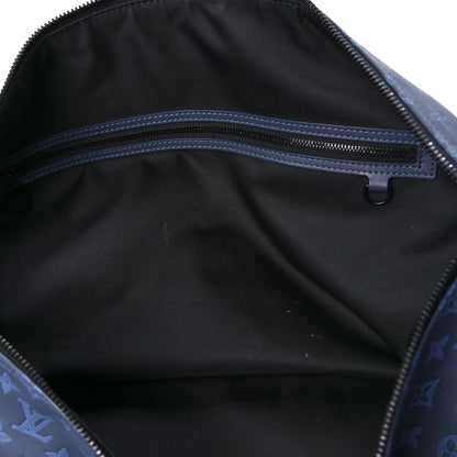 Louis Vuitton Calfskin Monogram Shadow Keepall Bandouliere 50 Navy 6 of 14