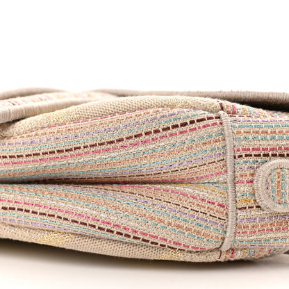Christian Dior Canvas Embroidered Stripes Saddle Bag Beige Multicolor 10 of 14