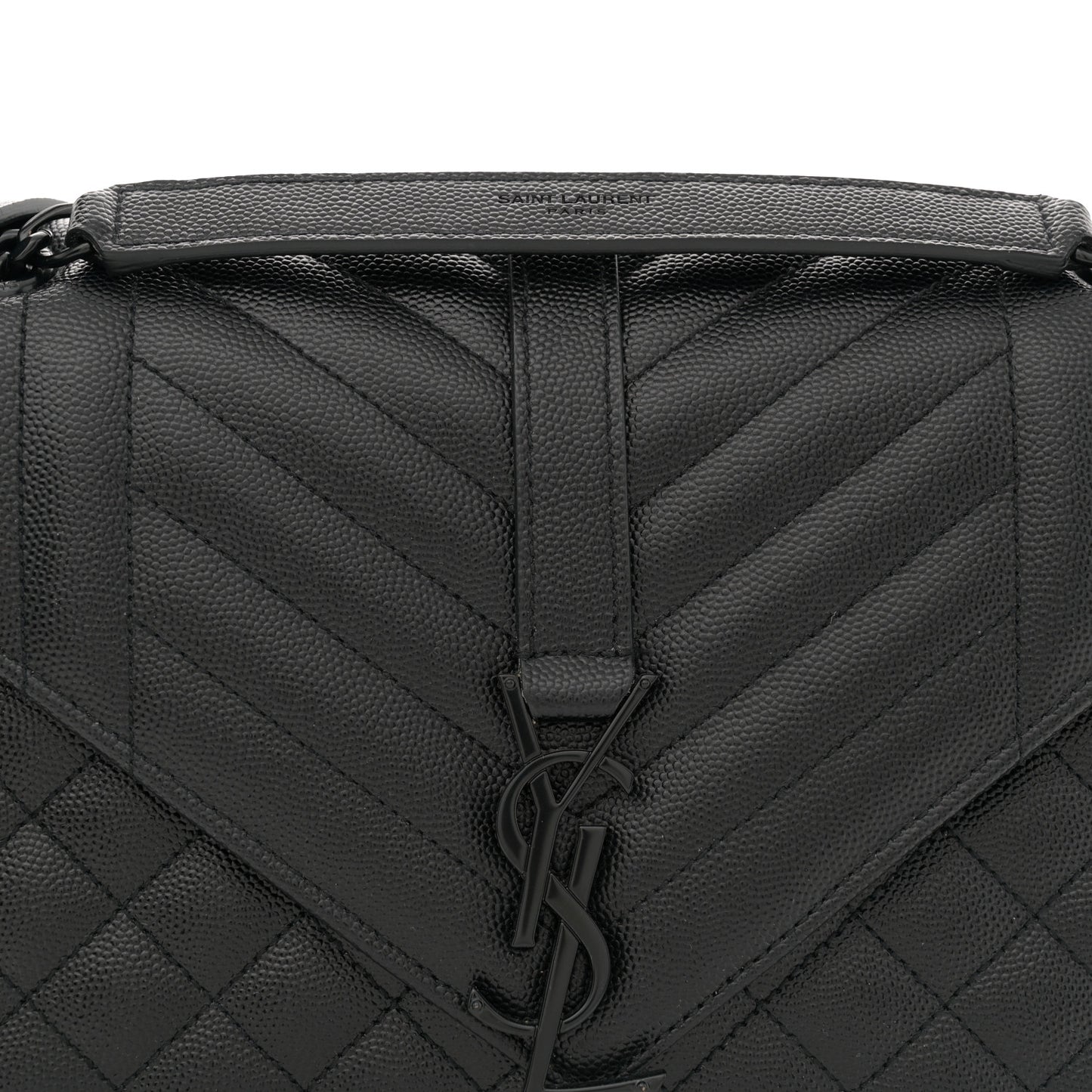 Grain De Poudre Textured Mixed Matelasse Triquilt Medium Monogram Monochrome Satchel Black