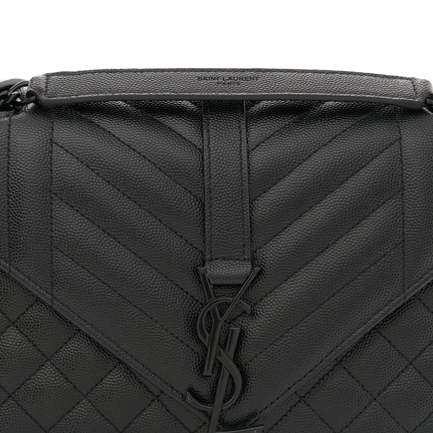 Saint Laurent Grain De Poudre Textured Mixed Matelasse Triquilt Medium Monogram Monochrome Satchel Black 7 of 11