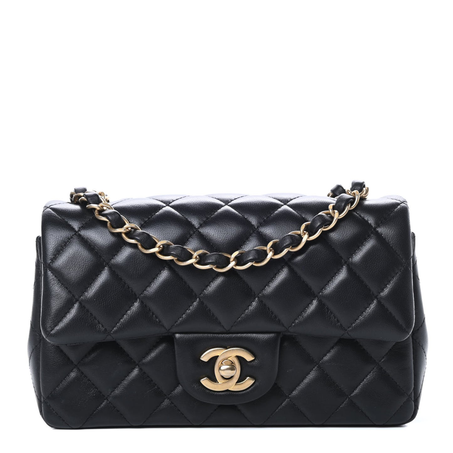 Lambskin Quilted Mini Rectangular Flap Black