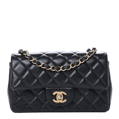 Chanel Lambskin Quilted Mini Rectangular Flap Black 1 of 15