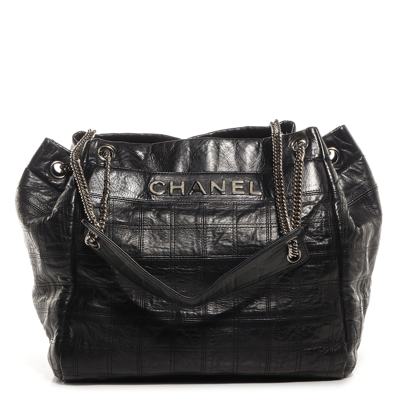 Chanel Lambskin Square Stitched Lax Accordion Shoulder Bag Black 1 of 7