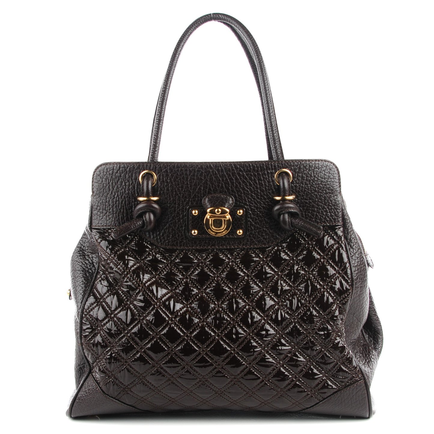 Patent Quilted N/S Swagger Tote Brown